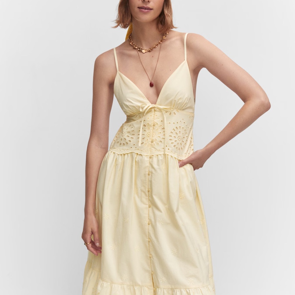 Mango Sundress with Spaghetti Straps and V-Neckline